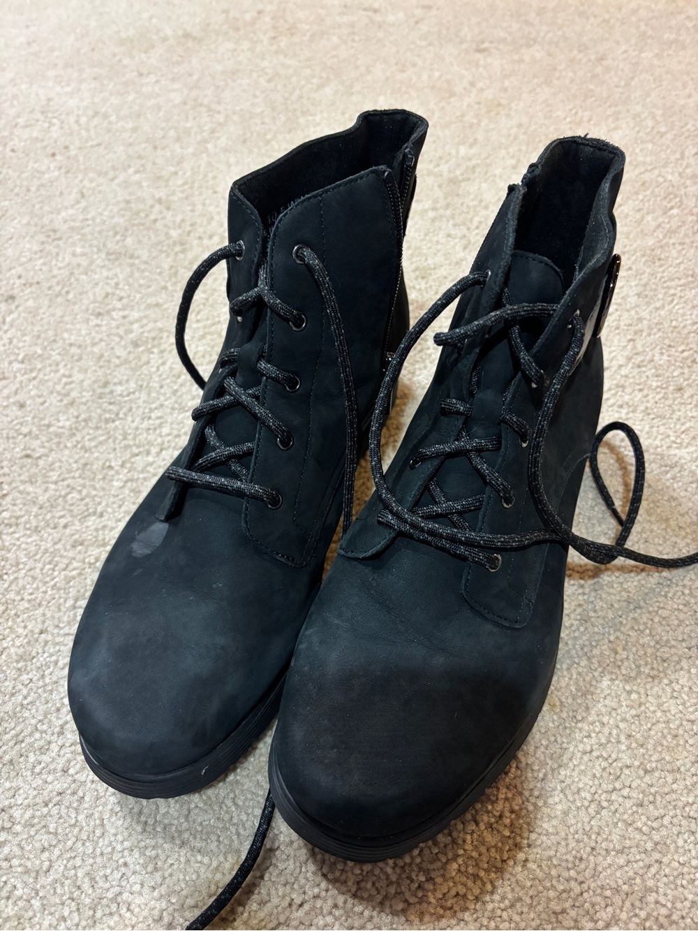 Women's Black Lace-Up Ankle Boots - Classic Comfort 10.5 WW